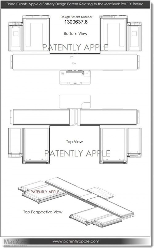 蘋果在中國(guó)獲得Retina屏MBP電池專利 